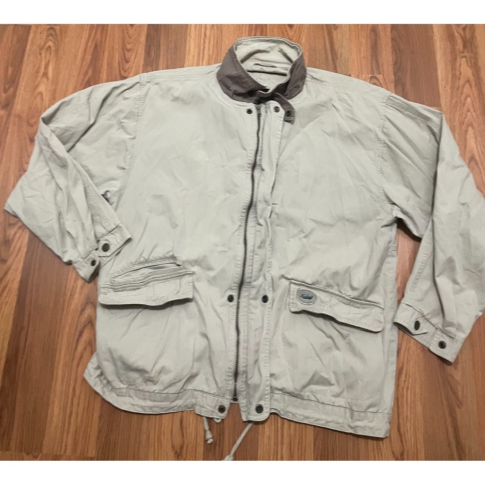 Duxbak Utility Jacket Mens Large Tan Full Zip Canvas Outdoors Lightweight